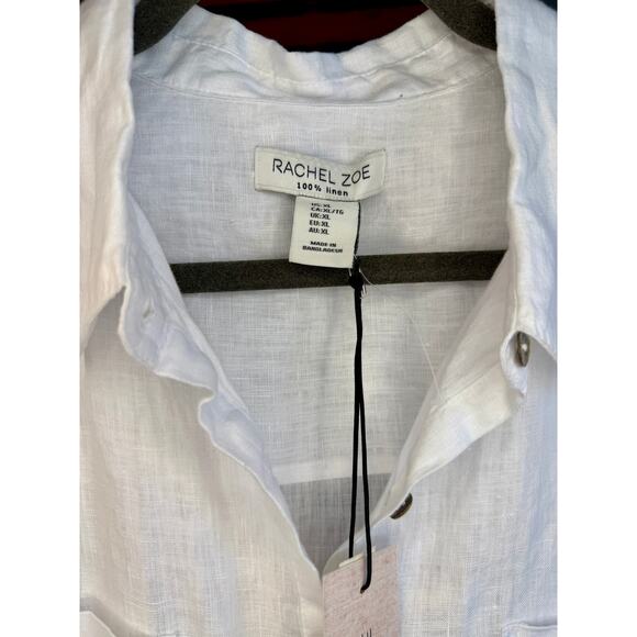 Rachael Zoe White Linen Long Sleeve Button Up |Size XL | NWT - Picture 3 of 8